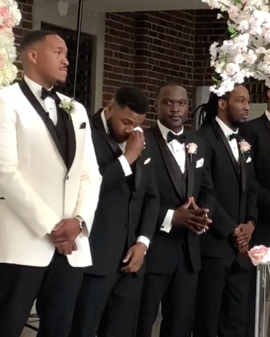 Black Wedding Moment Of The Day: Best Man Sheds Happy Tears At The Altar As His Brother Gets Married